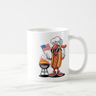 Heißer Hund 4. Juli Lustiger Patriotischer Bbq Hei Kaffeetasse