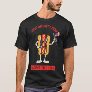 Heißer Hund 4. Juli Patriotischer Grillpicknick Ko T-Shirt