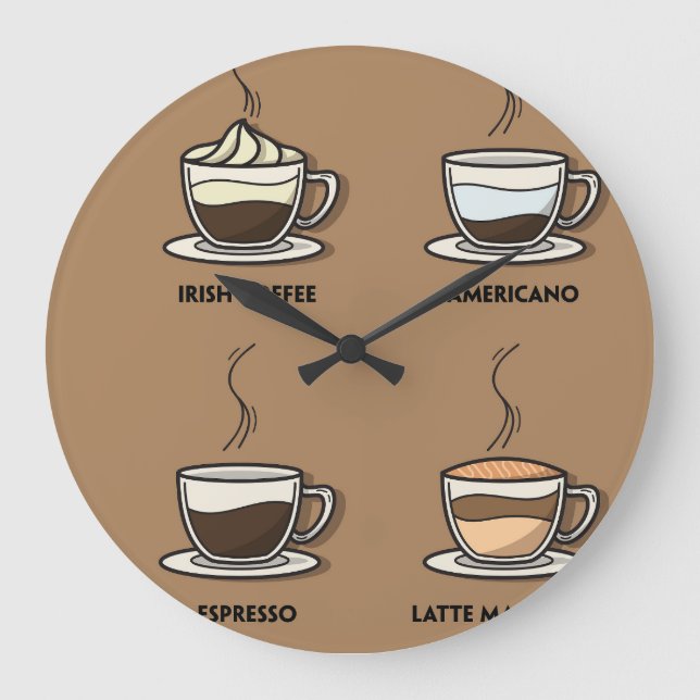 Heißer Kaffee Große Wanduhr (Vorderseite)