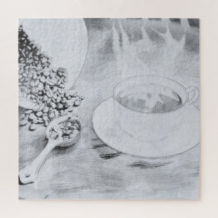 Heißer Kaffee in Schwarz und Weiß