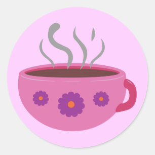 heißer Kaffee Runder Aufkleber