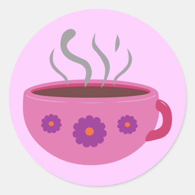 heißer Kaffee Runder Aufkleber (Vorderseite)