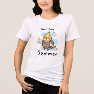 Heißer Mädchen Sommer Süßer Nymphensittich Vogel L Tri-Blend Shirt
