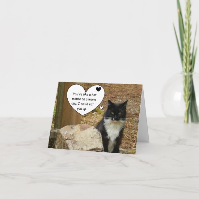 Heißer Mäusekatzen-Valentinsgruß Feiertagskarte (Vorderseite)