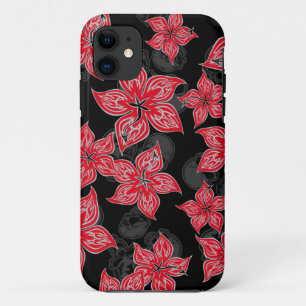 Heißer Rodder Pinstriped Hibiskus und Schädel Case-Mate iPhone Hülle