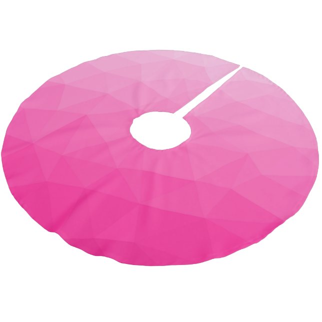 Heißer rosa Farbverlauf Geometrisches Maschenmuste Polyester Weihnachtsbaumdecke (Schrägansicht)