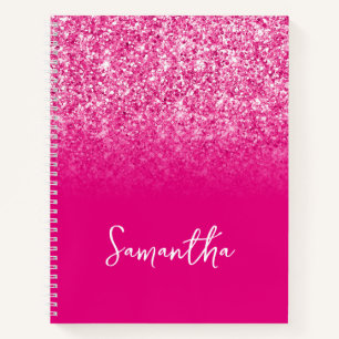 Heißer Rosa Glitter Ombre Name Notizbuch