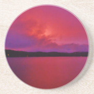 Heißer rosa-lila Sonnenuntergang am Lake Arrowhead Getränkeuntersetzer