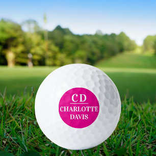 Heißer rosa Monogramm-Name Golfball