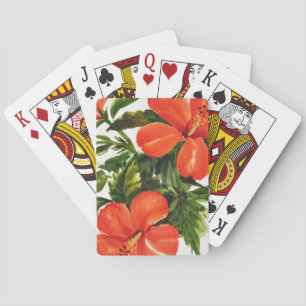 Heißer roter Hibiskus Spielkarten