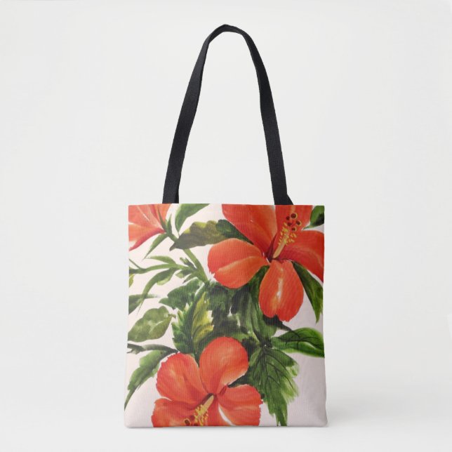Heißer roter Hibiskus Tasche (Vorderseite)