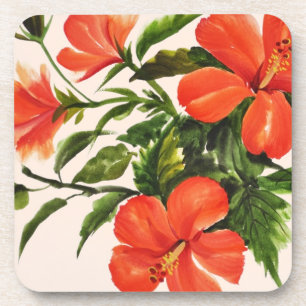 Heißer roter Hibiskus Untersetzer