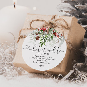 Heißer Schokoladenbomben-Anhänger. Immergrüne heiß Geschenkanhänger