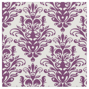 Heißes lila und weißes elegantes Damast-Muster Stoff