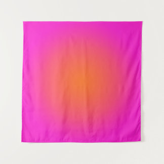 Heißes Magenta-Pink und Helles Orange Aura Ombre Wandteppich