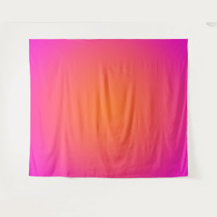 Heißes Magenta-Pink und Helles Orange Aura Ombre Wandteppich