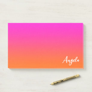 Heißes Magenta-Pink und helles Orange Ombre-Name Post-it Klebezettel