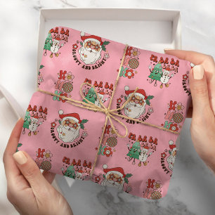 Heißes Pink Modernes Grooviges Weihnachten Geschenkpapier