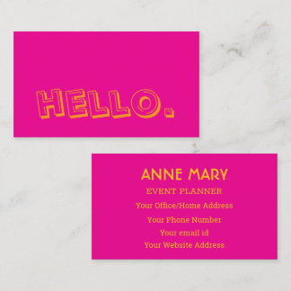 Heißes Pink Orange Gelb Hallo Neonfarbe Retro Visitenkarte