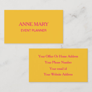 Heißes Pink Orange Golden Gold Gelb Eventplaner Visitenkarte