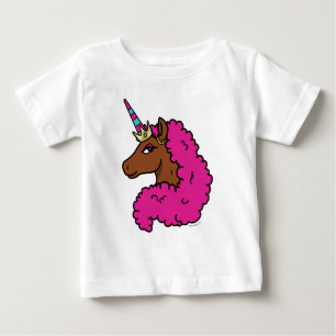 Heißes Pinkes Afro-Einhorn Baby T-shirt