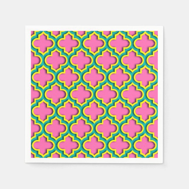 Heißes Rosa #2, Gelb, aquamariner Marokkaner Serviette (Vorderseite)