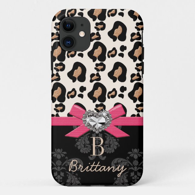 Heißes Rosa-Bogen-Herz-geformter Imitat Bling Case-Mate iPhone Hülle (Rückseite)