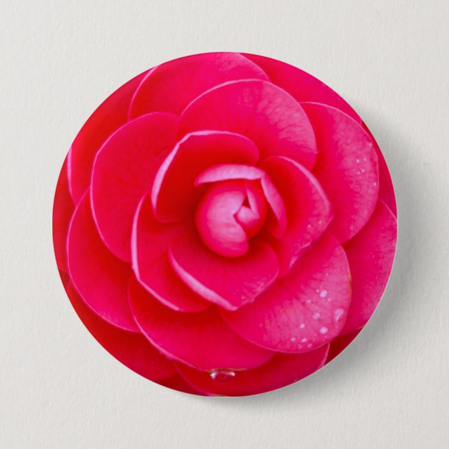 Heißes Rosa Dahlie  Button (Vorderseite)