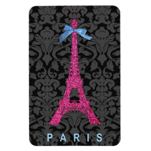 Heißes Rosa-Eiffel-Turm im Imitat-Glitter Magnet