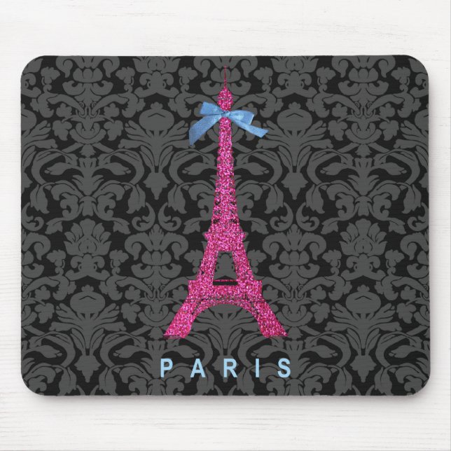 Heißes Rosa-Eiffel-Turm im Imitat-Glitter Mousepad (Vorne)