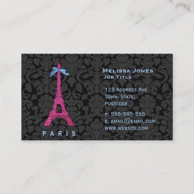 Heißes Rosa-Eiffel-Turm im Imitat-Glitter Visitenkarte (Vorderseite)