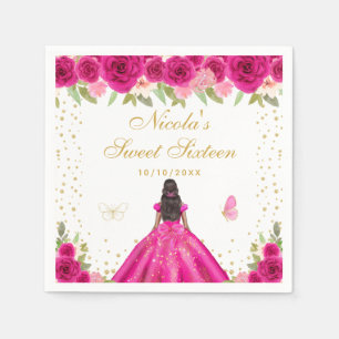 Heißes Rosa Florales Dunkle Haut Prinzessin Sweet  Serviette