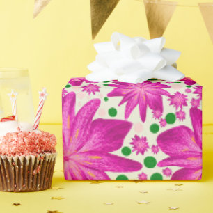 Heißes Rosa Florales Nahtloses Muster Geschenkpapier