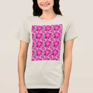 Heißes Rosa Florales Nahtloses Muster  Tri-Blend Shirt