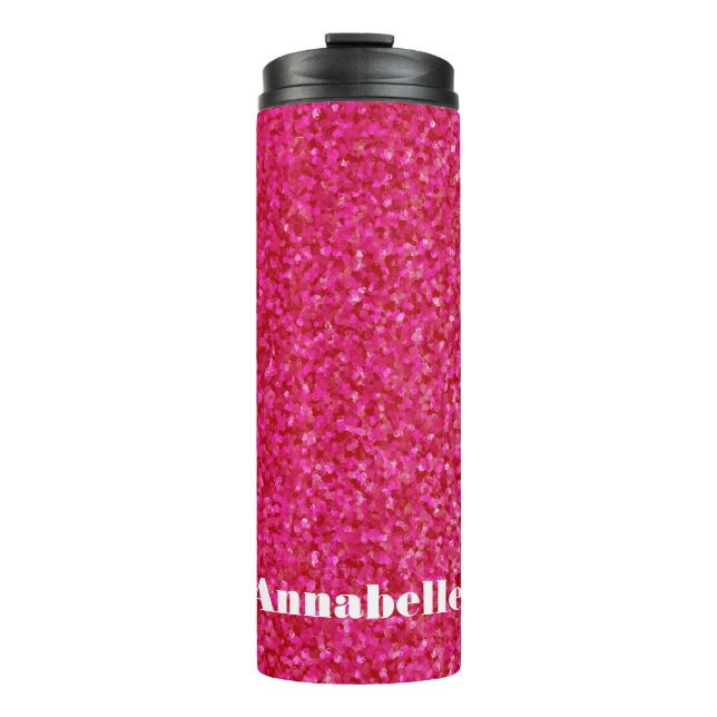 Heißes Rosa Girly Chic glatten Shine Thermosbecher (Vorderseite)