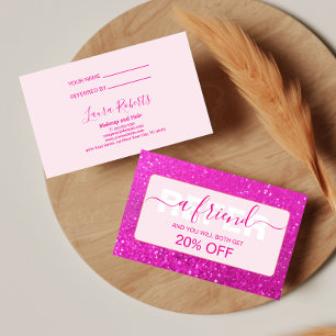 Heißes Rosa Glitter Clean Ästhetik Empfehlungskarte