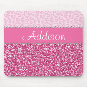 Heißes Rosa-Glitzer-diamante de imitación-Leopar Mousepad