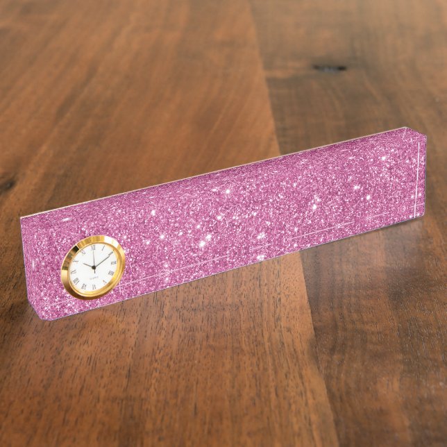 Heißes Rosa-Glitzer-Glitzern Namensplakette (Seite)