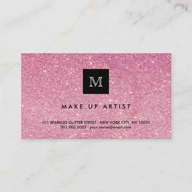 Heißes Rosa-Glitzer-Glitzernmoderne Visitenkarte (Vorderseite)