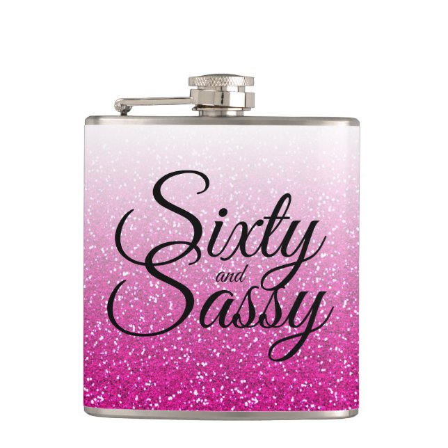 Heißes Rosa-Glitzer Ombre 60 und Sassy 60. Flachmann (Vorderseite)