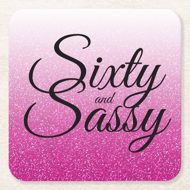 Heißes Rosa-Glitzer Ombre 60 und Sassy 60. Rechteckiger Pappuntersetzer (Vorderseite)
