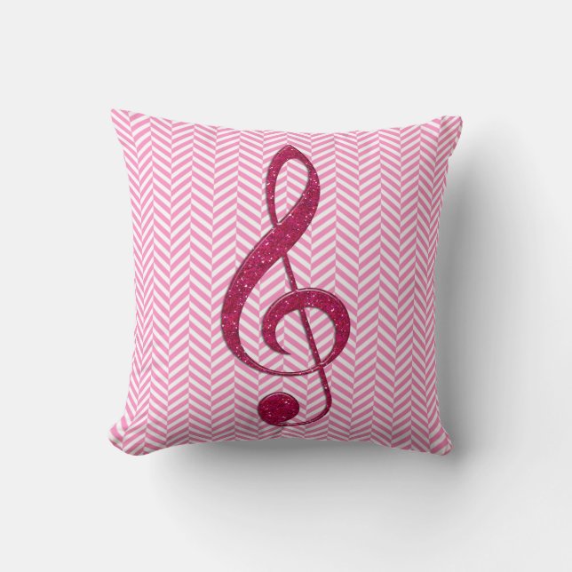 Heißes Rosa-Glitzerdreifacher Clef auf rosa Kissen (Vorderseite)