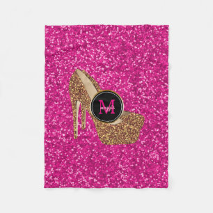 Heißes Rosa-GoldGlitzer-hohes Fleecedecke