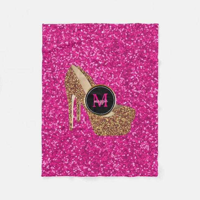 Heißes Rosa-GoldGlitzer-hohes Fleecedecke (Vorderseite)