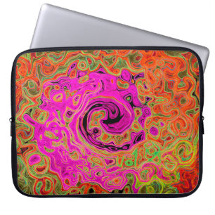 Heißes Rosa Groovy Abstrakter Retro Flüssigkeitswi Laptopschutzhülle