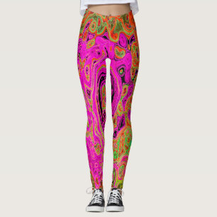 Heißes Rosa Groovy Abstrakter Retro Flüssigkeitswi Leggings