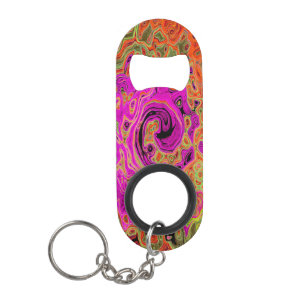 Heißes Rosa Groovy Abstrakter Retro Flüssigkeitswi Mini Flaschenöffner