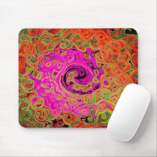 Heißes Rosa Groovy Abstrakter Retro Flüssigkeitswi Mousepad