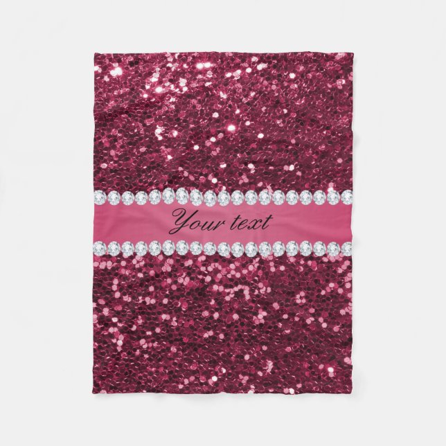 Heißes Rosa-großer Imitat-Glitzer und Diamanten Fleecedecke (Vorderseite)