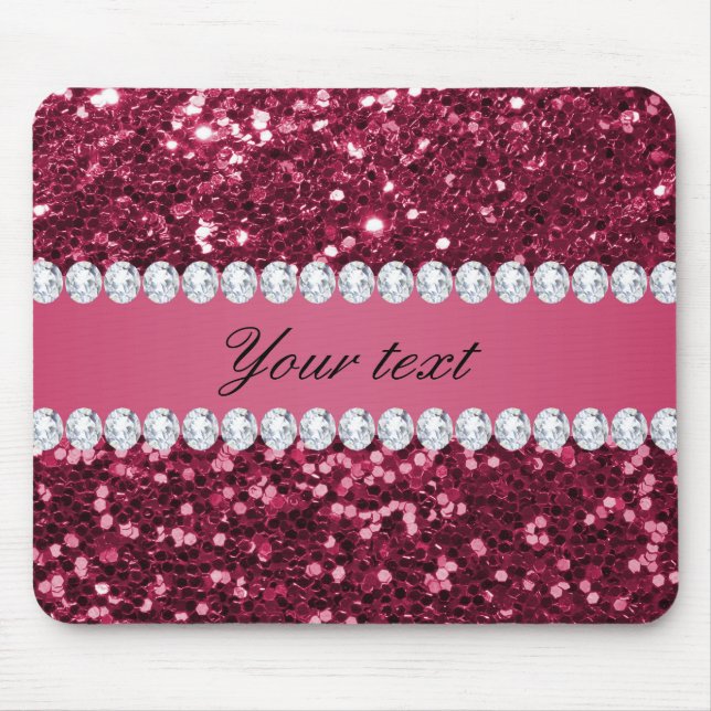 Heißes Rosa-großer Imitat-Glitzer und Diamanten Mousepad (Vorne)